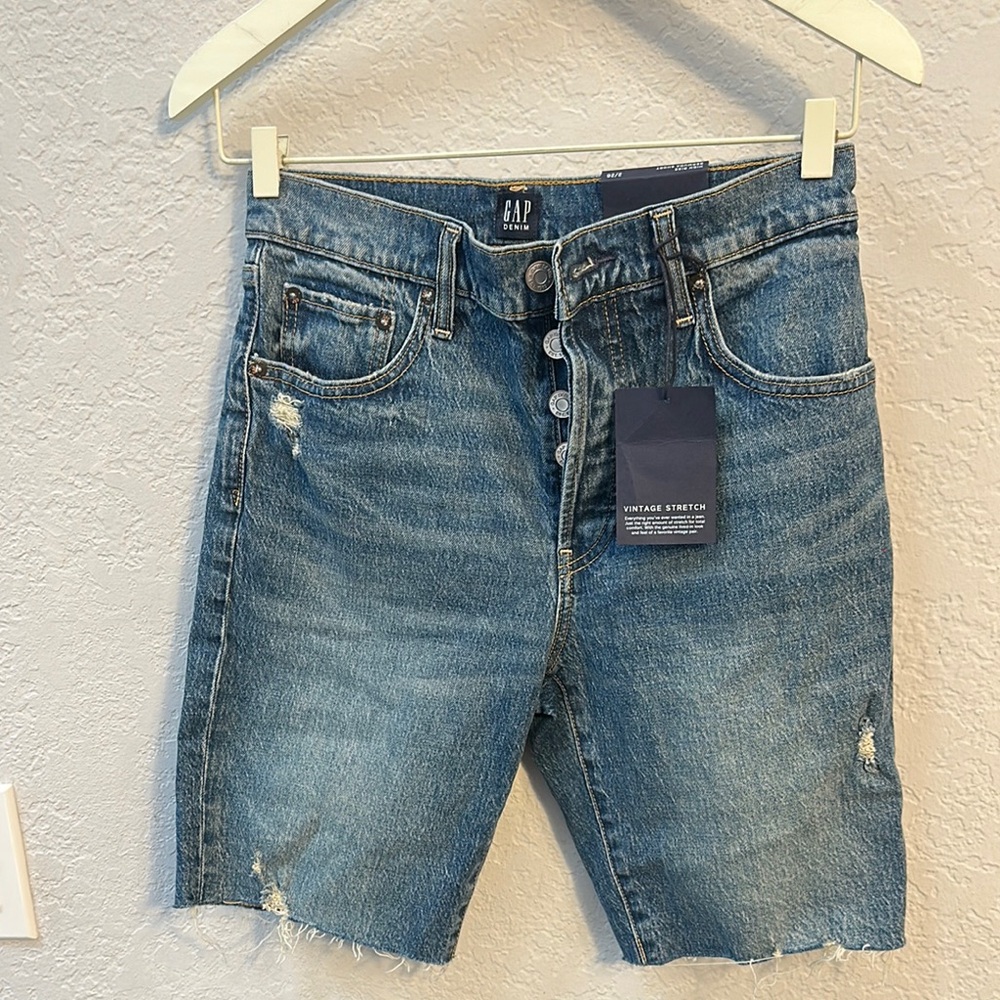 GAP Blue Jean Shorts Distressed Raw Hem